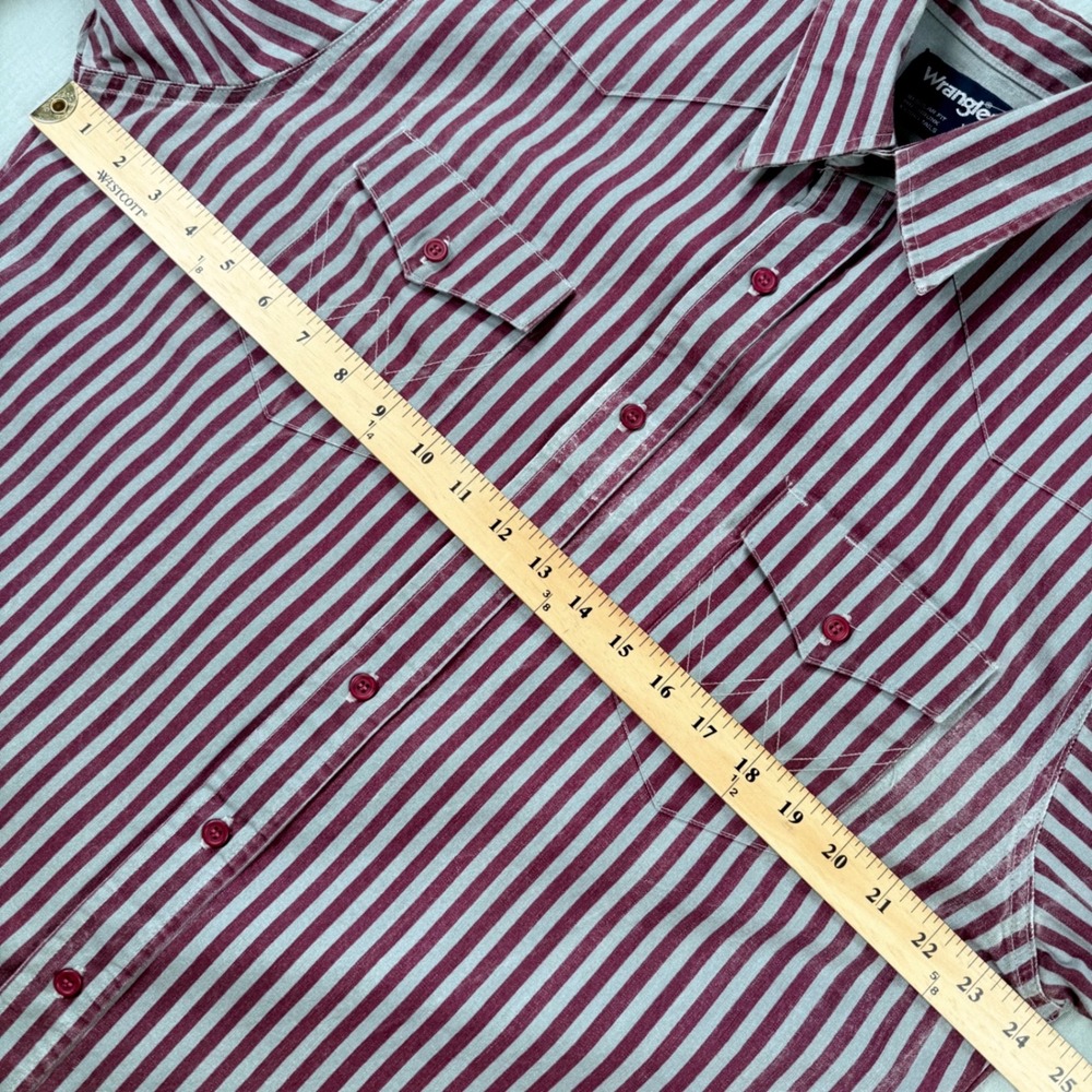 Vintage Wrangler Western Brushpopper Shirt Men 17-35 XL Purple Grey‎ Regular Fit - Picture 4 of 7